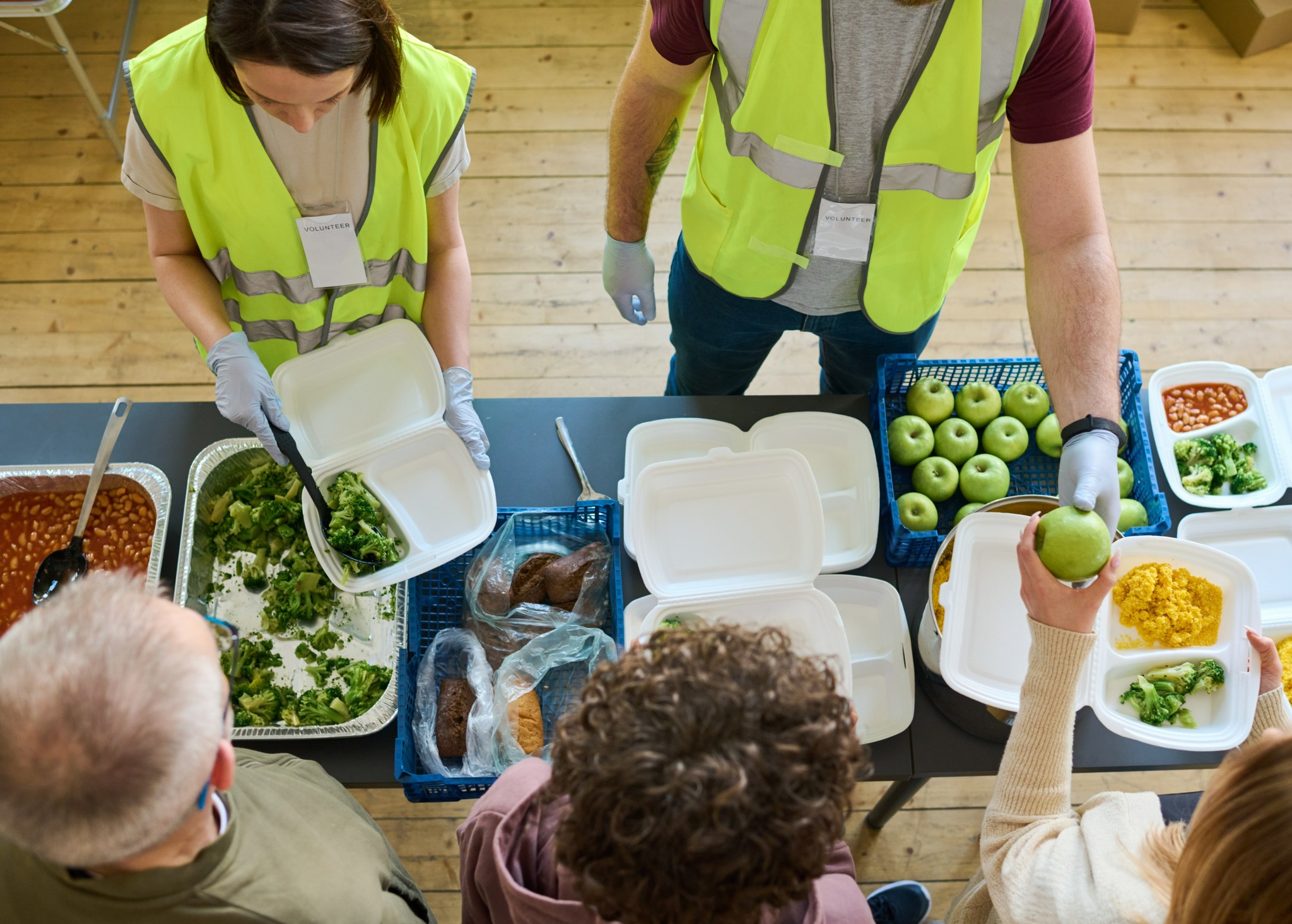 Volunteers at a food aid event in Leeds